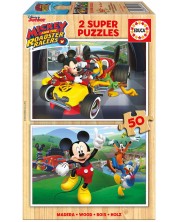 Puzzle Educa din 2 x 50 de piese - Mickey and the Roadster Racers