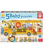 Puzzle pentru bebelus Educa 5 in 1 - Animals Bus