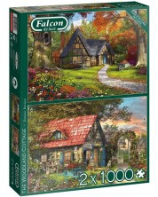 Puzzle Jumbo din 2 x 1000 piese- The Woodland Cottages, Dominic Davison