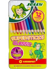 Creioane de culoare JOLLY Kinderfest Classic -12 culori, in cutie metalica -1