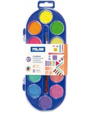 Vopsele acuarele Milan - Ф30 mm, 12 culori + pensula