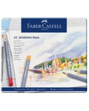Creioane acuarelabile Faber-Castell Goldfaber Aqua - 48 culori, în cutie metalică -1