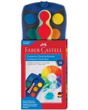 Vopsele in acuarela Faber-Castell Connector - 12 culori, paleta albastra -1