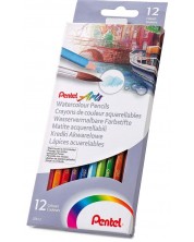 Creioane acuarele colorate Pentel - Arts, 12 culori -1