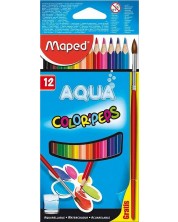 Creioane acuarele Maped Color Peps - 12 culori, cu cadou pensula