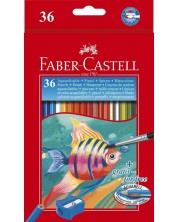 Creioane acuarela Faber-Castell - 36 de culori, cu pensula