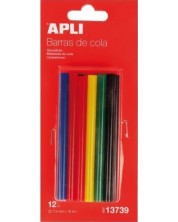 Bastoane adezive colorate din silicon APLI – ø 7.5 х 10 cm, 12 bucati