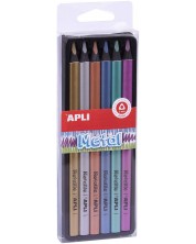 Set de creioane jumbo colorate APLI - 6 culori, metalic
