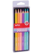 Set de creioane jumbo colorate APLI - 6 culori, pastel