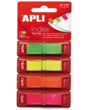 Notite index APLI - 4 culori neon, 12 х 45 mm, 160 bucati -1