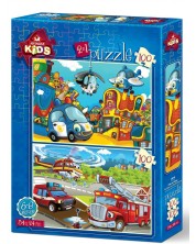 Puzzle Art Puzzle din 2 x 100 de piese - Politia si Pompierii -1