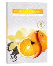 Lumânări parfumate cu lumină de ceai Bispol Aura - Vanilie și portocală, 6 bucăți -1