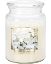 Borcan pentru lumânări parfumate Bispol Aura - Premium line, flori albe, 500 g