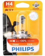 Bec auto Philips - H4, Vision +30% more light, 12V, 60/55W, P43t-38 -1