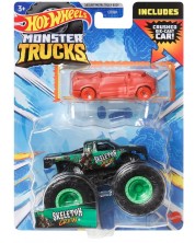 Buggy Hot Wheels Monster Trucks - Skeleton Crew, cu mașinuța portocalie -1