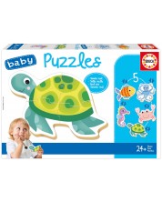 Puzzle pentru bebeluși Educa 5 în 1 - Animale acvatice