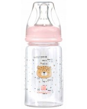 Sticle de sticlă pentru copii KikkaBoo Savanna - 120 ml, roz -1