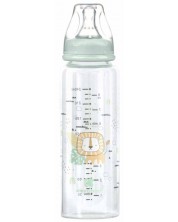 Sticle de sticlă pentru copii KikkaBoo Savanna - 240 ml, mentă -1