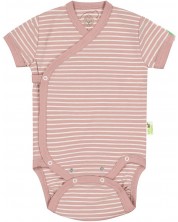 Body bebeluș cu dungi Bio Baby - Bumbac organic, 62 cm, 3-4 luni, roz -1