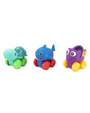 Jucării pentru împins Raya Toys - Mașini-animale, 3 bucăți