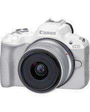 Aparat foto mirrorless Canon - EOS R50, RF-S 18-45mm, f/4.5-6.3 IS STM, alb