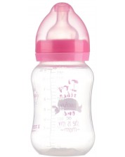 Biberon cu gura largă Zizito - Little Angel, PP, 250 ml, roz -1