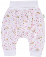 Pantaloni pentru bebeluşi Bio Baby - bumbac organic, 86 cm, 12-18 luni, roz/alb -1