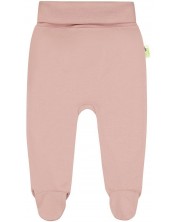 Pantaloni cu botoşei Bio Baby - Bumbac organic, 80 cm, 9-12 luni, roz -1