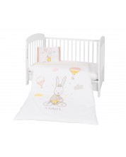 Set 5 piese lenjerie de pat pentru bebelusi Kikka Boo - Rabbits in Love	