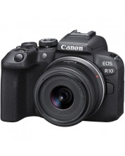 Aparat foto fără oglindă Canon - EOS R10, 18-45mm STM, Black + Adapter Canon EF-EOS R