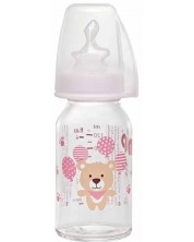 Biberon din sticlă pentru copii NIP - Flow S, 0-6 m, 125 ml, fetiță -1