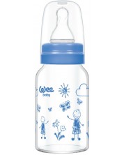 Biberon din sticlă termorezistentă Wee Baby Classic, 120 ml, albastru