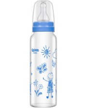Biberon din sticla termorezistenta sticlă Wee Baby Classic, 180 ml, albastru -1