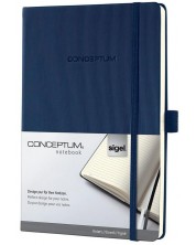 Carnețel cu coperta tare Sigel Conceptum Format A5 - albastru, căptușite pagini