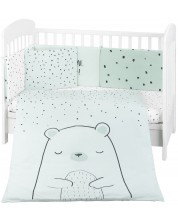 Set de dormit pentru bebelusi din 6 piese KikkaBoo - Bear with me, Mint, 60 x 120 cm