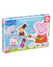 Puzzle pentru bebelusi Educa 5 in 1 - Peppa Pig si prietenii, tip 1 -1