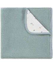 Pătură pentru bebeluși din bumbac în relief Baby Clic - Mint-Lavanda, 80 х 110 cm