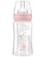 Sticle de sticlă pentru copii KikkaBoo Hippo Dreams - 240 ml, roz -1