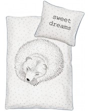 Set 2 piese cearsafuri de pat pentru bebelusi Bloomingville - Ursul care doarme, alb -1