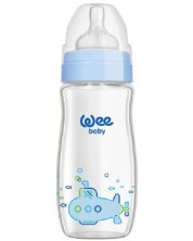 Biberon din sticlă termorezistentă Wee Baby Classic Plus - 280 ml, albastru -1