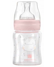 Biberon din sticlă KikkaBoo Hippo Dreams - 120 ml, roz