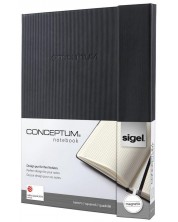 Carnețel cu coperta tare Sigel Conceptum Format A4 - Negru, pătrat, cu închidere magnetică