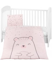 Set de 5 piese de lenjerie de pat pentru bebelusi KikkaBoo - Bear with me, roz, 5 piese -1
