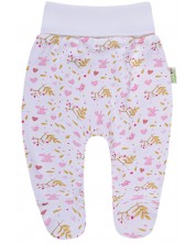 Pantaloni cu botoşei cu imprimeu roz Bio Baby - Bumbac organic, 86 cm, 12-18 luni