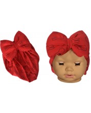 Căciulița pentru bebeluși tip turban NewWorld - Roșu cu iepurași -1