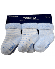 Șosete terry pentru bebeluși Maximo - Figuri, albastre -1