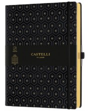 Бележник Castelli Copper & Gold - Honeycomb Gold, 19 x 25 cm, linii