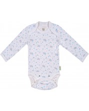 Body cu mânecă lungă pentru bebeluşi Bio Baby - Bumbac organic, 68 cm, 4-6 luni, alb-albastru -1