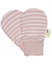 Mănuși pentru copii Bio Baby - bumbac organic, dungi roz și albe -1