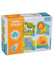 Puzzle pentru bebeluși Trefl 4 în 1 - Animale din safari -1